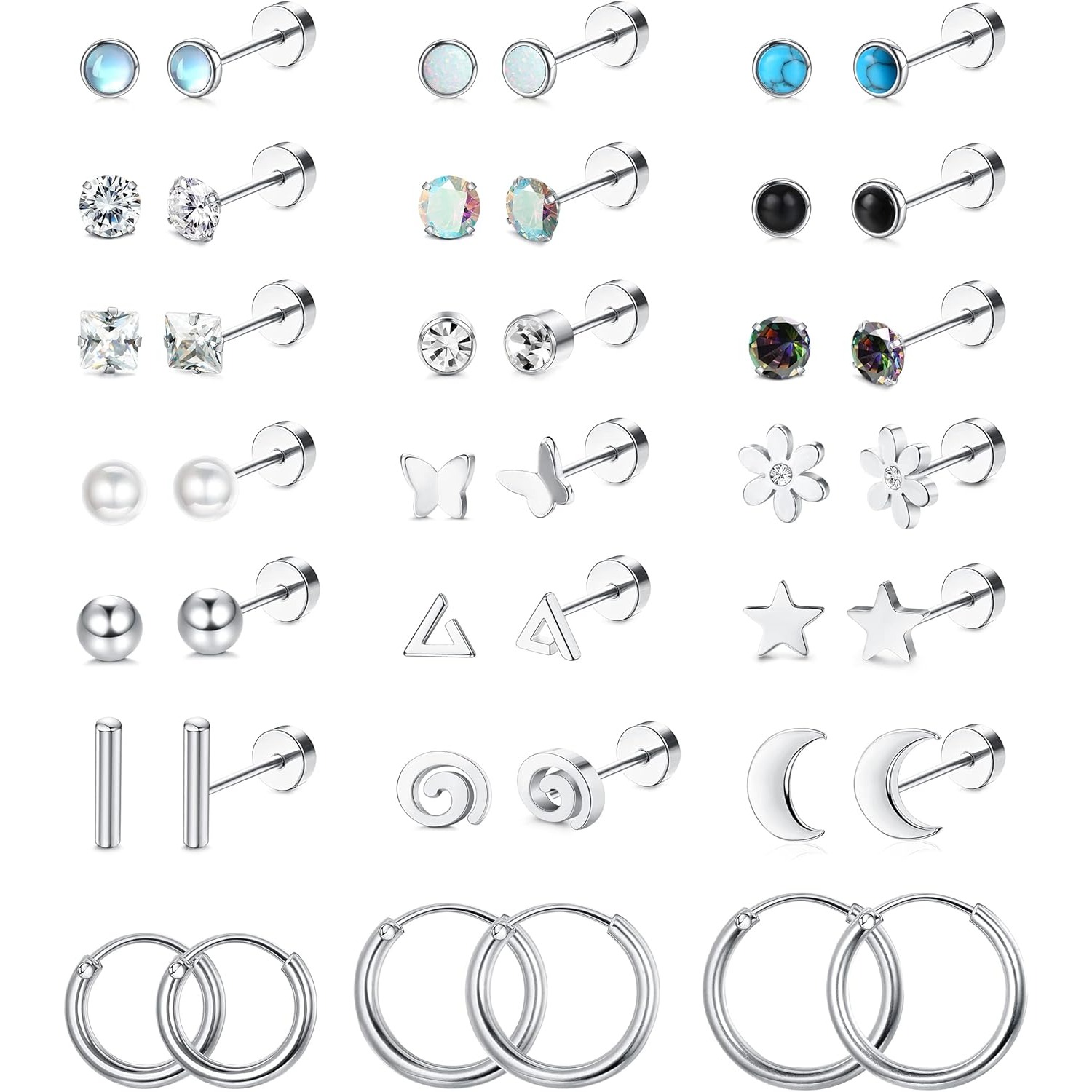FASACCO 1 paio di orecchini in - Body Jewelry Flat Back recensione e prezzo