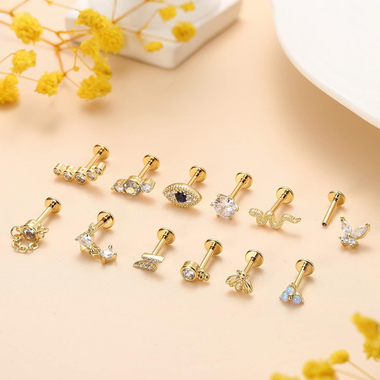 Bobisty 1Pc Orecchini con cart - Body Jewelry Flat Back recensione e prezzo