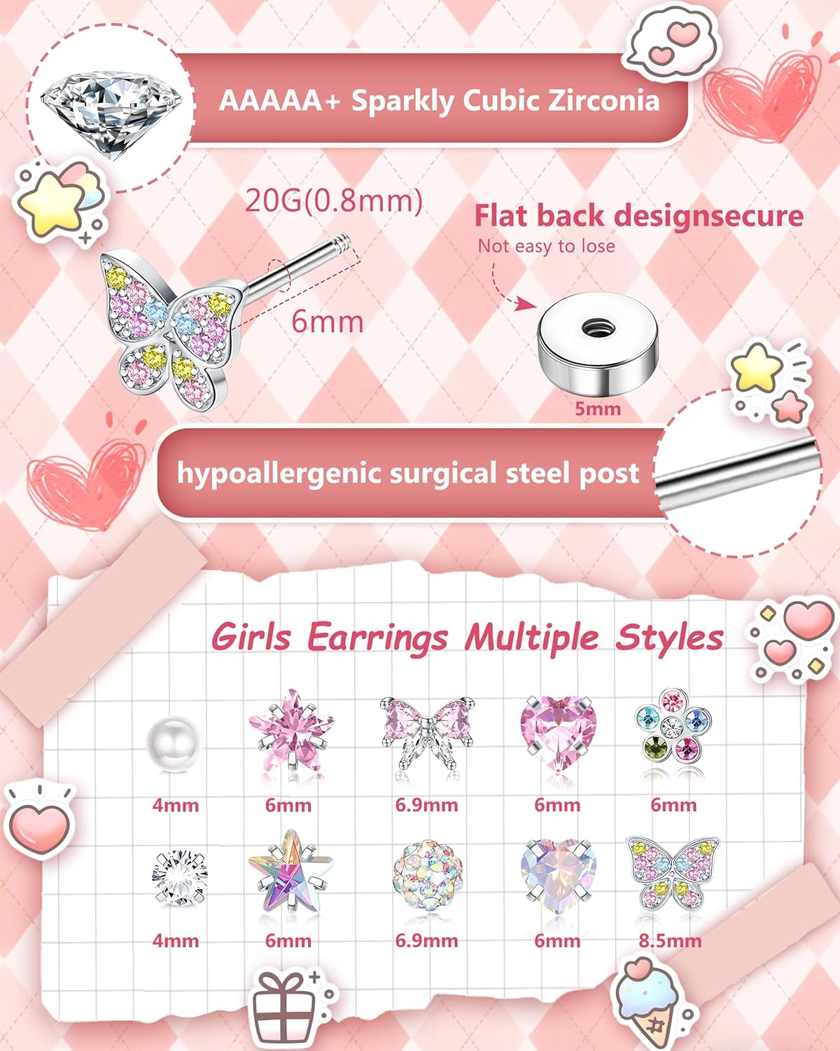 Bobisty 1 paio di orecchini pe - Body Jewelry Flat Back recensione e prezzo
