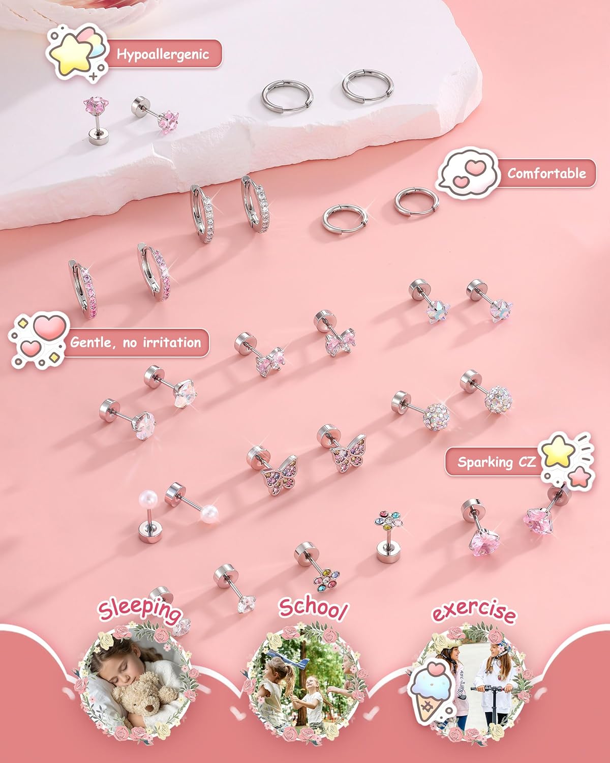 Bobisty 1 paio di orecchini pe - Body Jewelry Flat Back recensione e prezzo