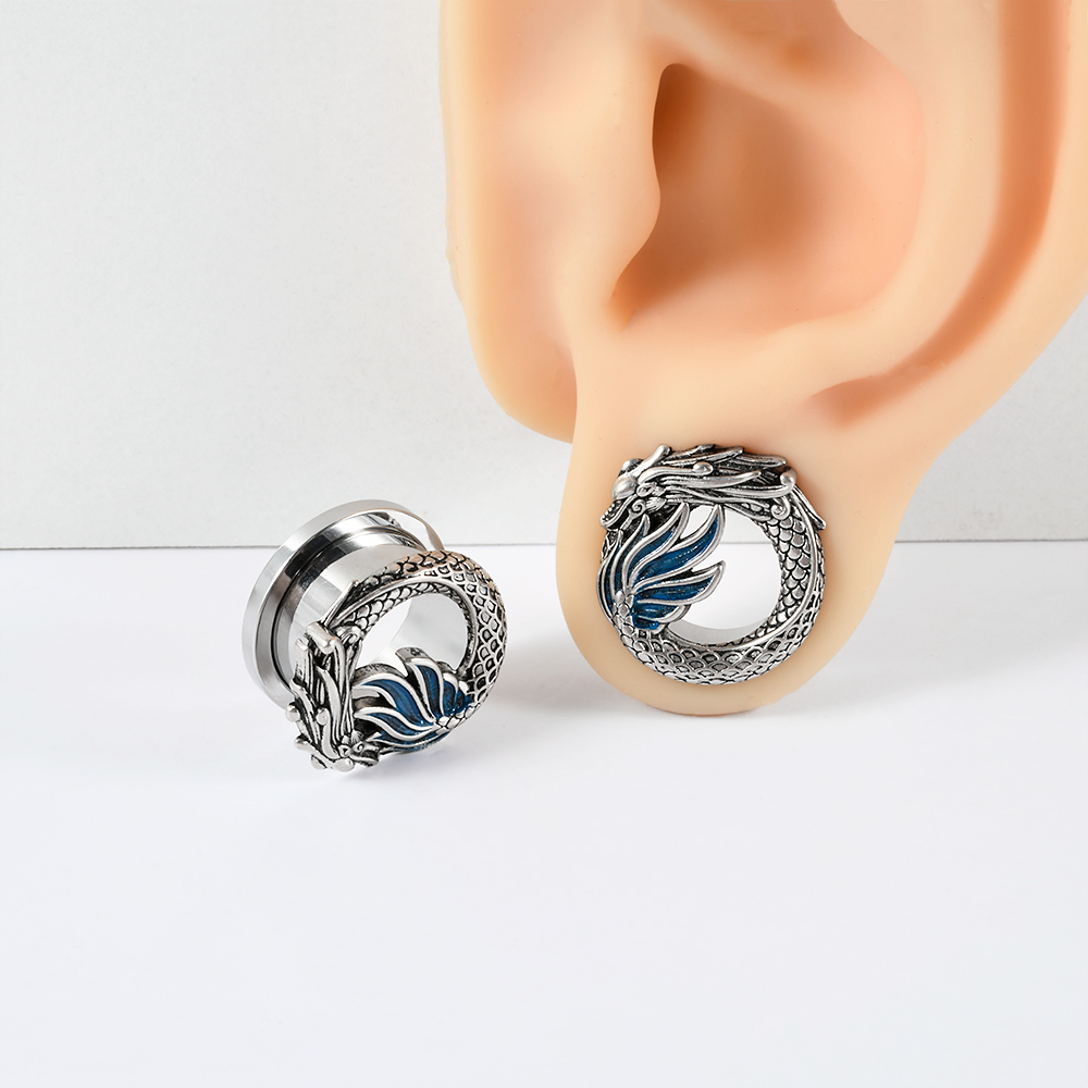 1-2PCS Vintage Chiness Dragon  - Body Jewelry Ear Gauges recensione e prezzo